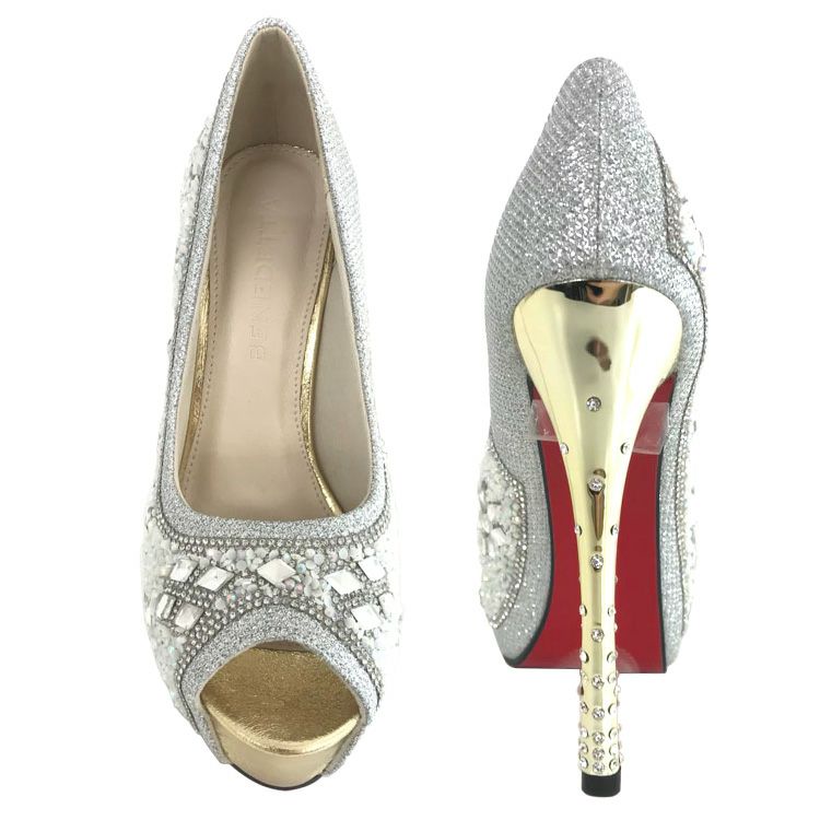 フラワービジューオープントウパンプス